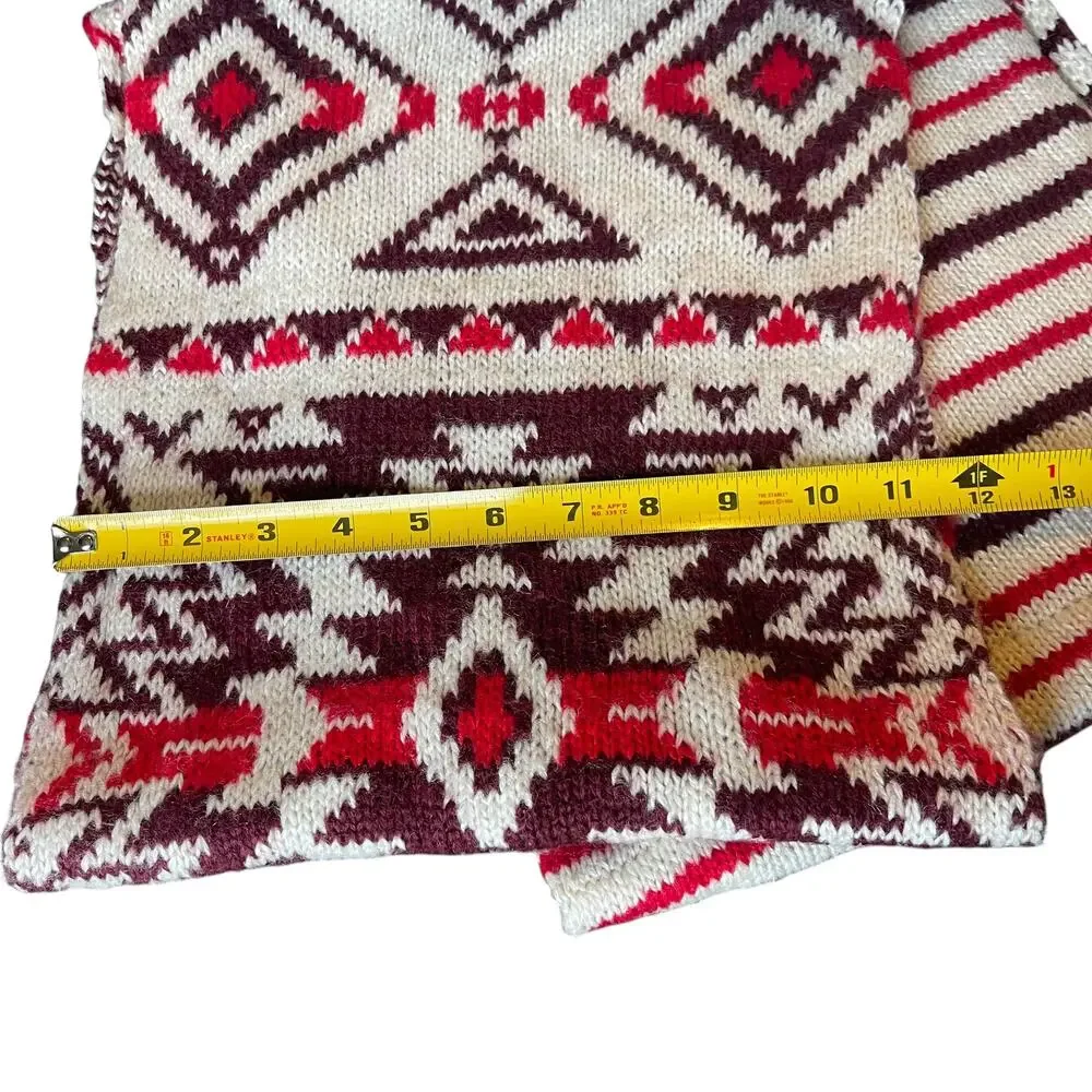 Hollister Co Infinity Scarf Burgundy Cream Red Tribal Knit Boho Y2K